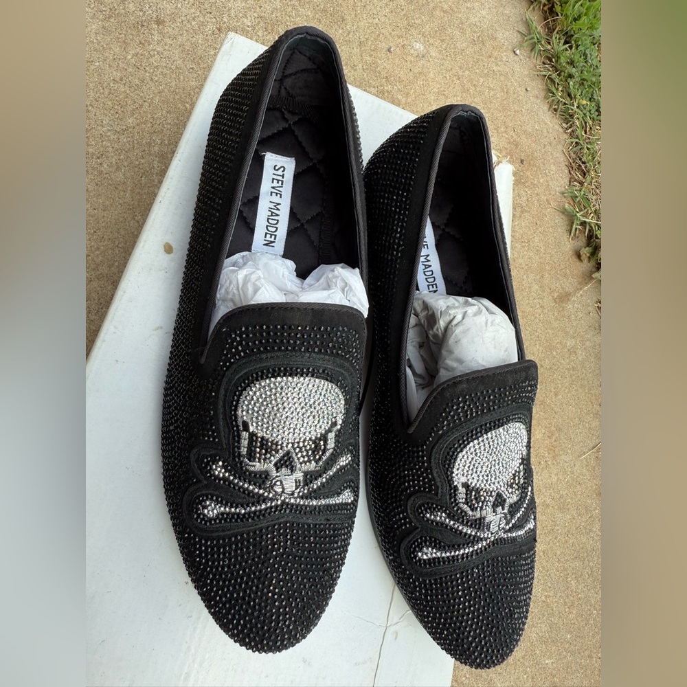 New Steve Madden Skull Rhinestone Men’s Loafer Sz 7.5